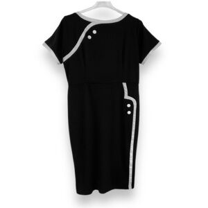 Tatyana Dress Pinup Wiggle Retro Rockabilly Black White Bodycon Midi Size 2X